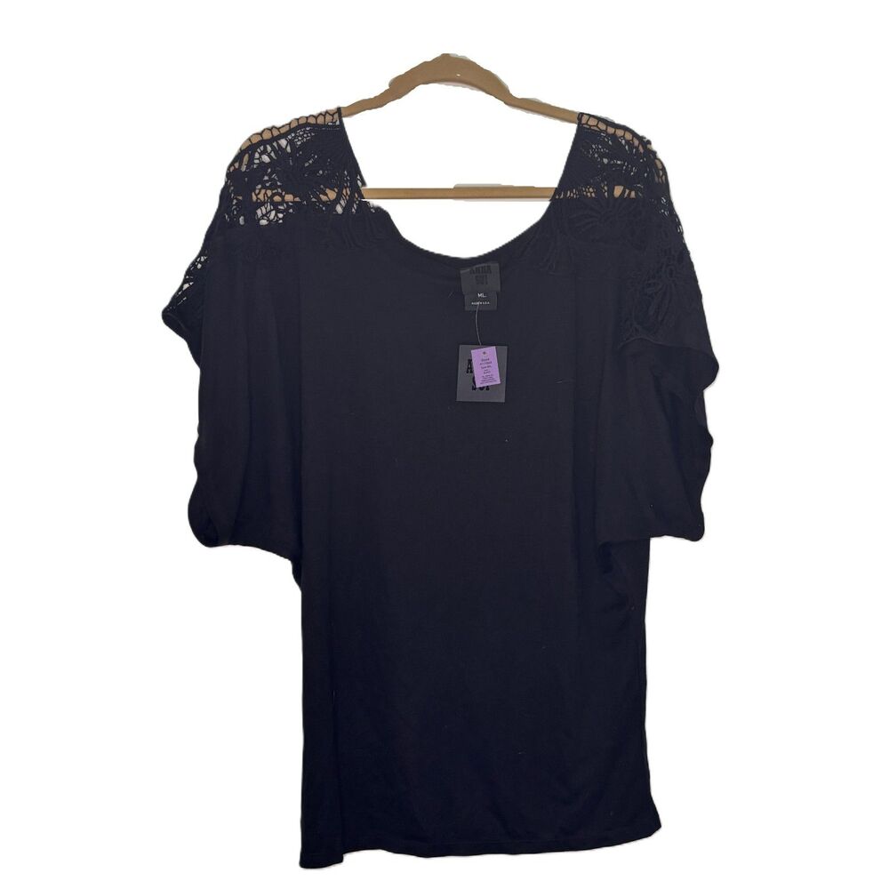 Anna Sui Black Top | Size M/L | NWT | Crochet Shoulder Detail